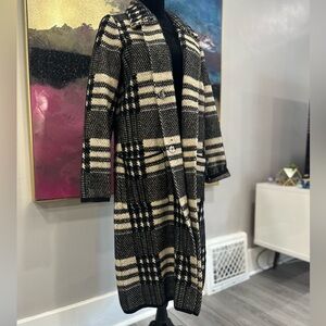 Cyrus Black and Cream Plaid Women's Cardigan
